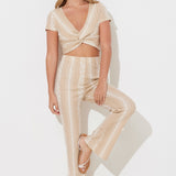 Sand Dune Hibiscus Print Rib Knit Pant