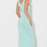 Aqua Blue Knit Maxi Dress