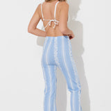 High Tide Blue Hibiscus Print Rib Knit Pant