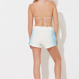 Blue Combo Stripe Printed Textured Knit Baja Short