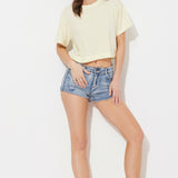 Soft Yellow Saltwash Cropped Tshirt