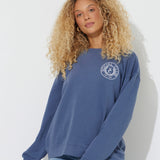 Navy "Social Club" Pigment Dyed Crewneck