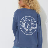 Navy "Social Club" Pigment Dyed Crewneck