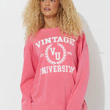 Red "Vintage University" Pigment Dyed Crewneck