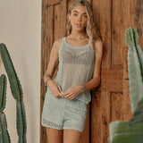 Dusty Blue Crochet Tank