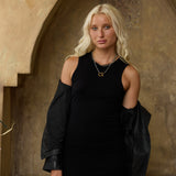 Black Heavy Rib Knit Dress