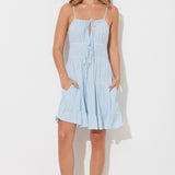 Icy Blue Tie Front Promo Dress