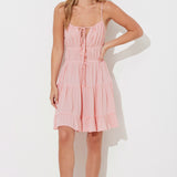 Pink Rose Tie Front Promo Dress