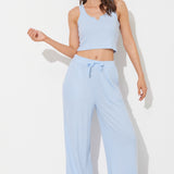 Surfside Blue Rib Hacci Lettuce Edge Pant