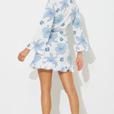 Hibiscus Floral Printed Rayon Long Sleeve Dress