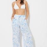 Ocean Blue Printed Gauze Pant