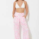 Hot Pink Printed Gauze Pant