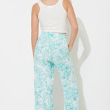 Teal Green Printed Gauze Pant