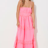 Hot Pink Solid Gauze Maxi Dress