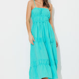 Teal Green Solid Gauze Maxi Dress