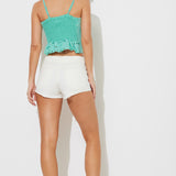 Paradise Green Floral Eyelet Button Front Tank