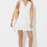 White Swiss Dot W/ Crochet Dress