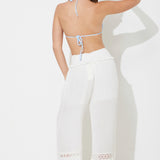 White Swiss Dot W/ Crochet Pant