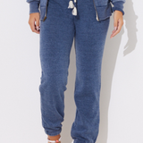 Deep Navy Burnout Scrunch Bottom Sweatpants w/ Wrap Cords