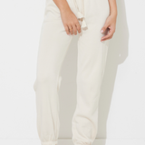 Coconut White Scrunch Bottom Sweatpants w/ Wrap Cords