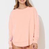 Melon New Burnout Round Hem Rib Trim Crewneck