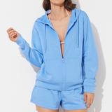 Hightide Blue Cloud Fleece OD Zip Up Hoodie