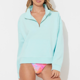 Breezy Blue Surf Wash Half Zip Sweatshirt