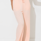 Popsicle Peach Solid Rib Lettuce Edge Pants