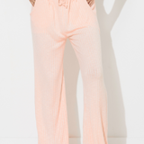 Popsicle Peach Solid Rib Lettuce Edge Pants