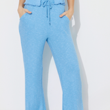 French Blue Solid Rib Lettuce Edge Pants