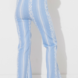 High Tide Blue Hibiscus Print Rib Knit Pant