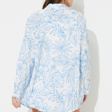 Ocean Blue Printed Gauze Button Up