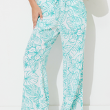 Teal Green Printed Gauze Pant