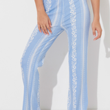 High Tide Blue Hibiscus Print Rib Knit Pant