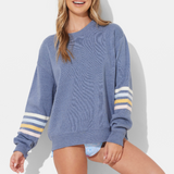 Mountain Blue w/ Summer Stripe Heather Crewneck