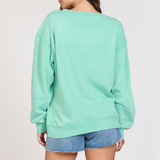 "Summer High" Surf Green Burnout Fleece Crewneck