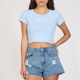 "Surf LA" Surfside Blue Rib Hacci Cropped Tee