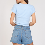 "Surf LA" Surfside Blue Rib Hacci Cropped Tee