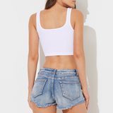 White Seamless Square Neck Tank